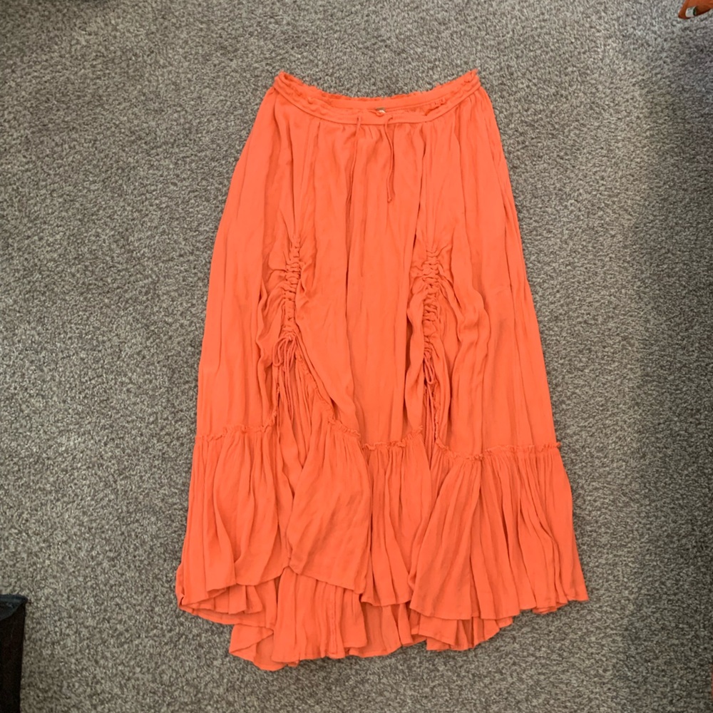 Free People Orange Ruched Skirt